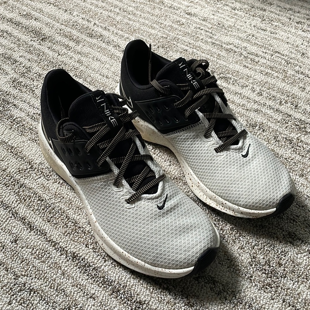 Women’s Nike Air Max Bella. White/Black/Gold. Size 8. Gently worn.